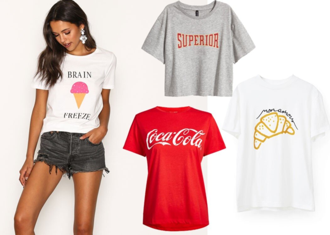 7 trendiga t-shirts med tryck