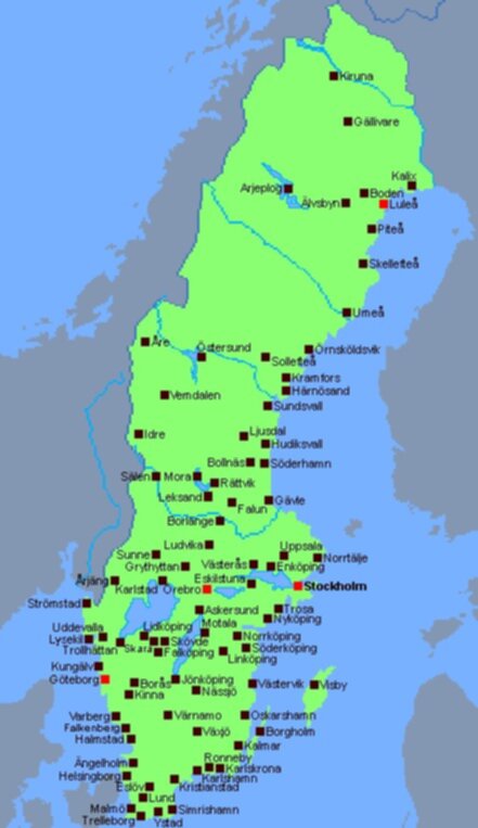 Sveriges Städer Karta | skinandscones